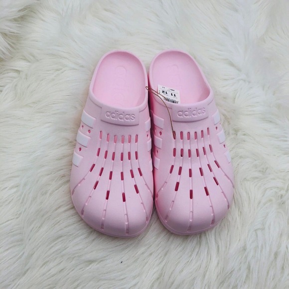 Adidas Adilette Clog Pink White Mens 11 Womens 12 Slip On Sandals GZ5314 NWB‎ main image 4
